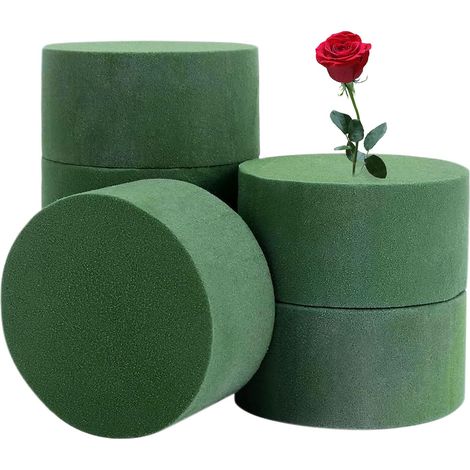 [NIE BENUTZT]Blumenschaum, 5 Stück, runder Blumenschaum, Oasis-Blumenschaum, nass und trocken, für Hochzeiten und Blumenläden (grün) (1/5)