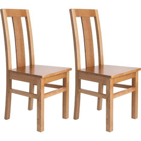 Lot de 2 chaises en hêtre chêne clair assise bois - MARTHA