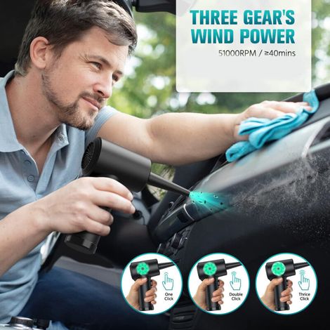 Spolverino ad aria compressa da 51000 giri/min per tastiere – Ottima alternativa alle bombolette di aria compressa – Spolverino riutilizzabile, senza polvere, in bomboletta – Spolverino per auto – Rac (1/4)