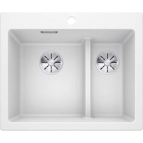 BLANCO Einbaubecken PLEON 6 SPLIT, Silgranit, Weiß, Handbedienung (1/2)