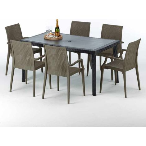 Mesa Rectangular Negra 150x90 cm y 6 Sillas De Colores Enjoy