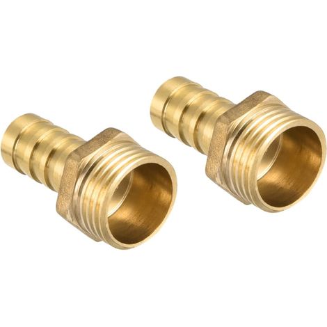 12mm Raccord Cannelé À G1/2 Filet Mâle Tuyau Or Laiton 2Pcs (1/5)