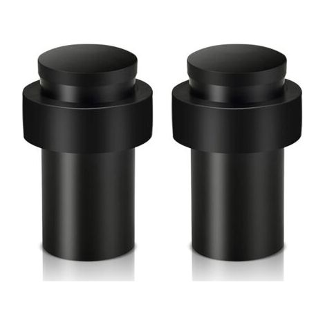 CSPARCV Set mit 2 robusten Türstoppern aus Edelstahl für Fußleisten, moderne schwarze Türstopper aus Gummi mit Schalldämpfung