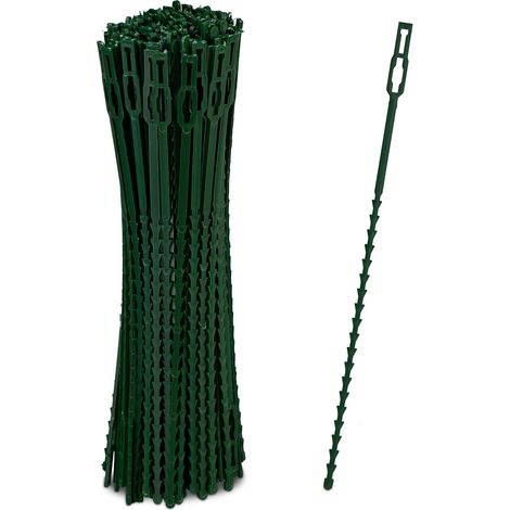 Pack of 200 plant ties, 23 cm long, adjustable, reusable, for the garden, green (1/5)