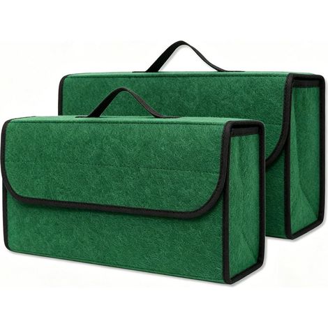 Kofferraum Organizer Filz 2er Set 50x24x17cm mit Einlegeplatte, Klettband, Dunkelgrün