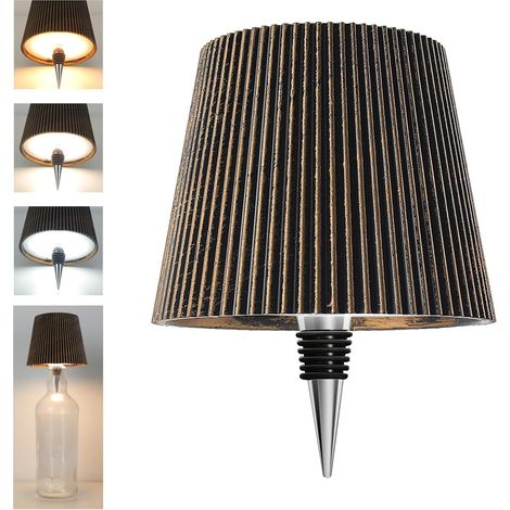 lampe bouteille LED Portable Bronze, rechargeable USB-C, sans fil, IP54, 3 températures réglables, pour bouteille en verre, table, balcon, terrasse, camping, fête (1/5)