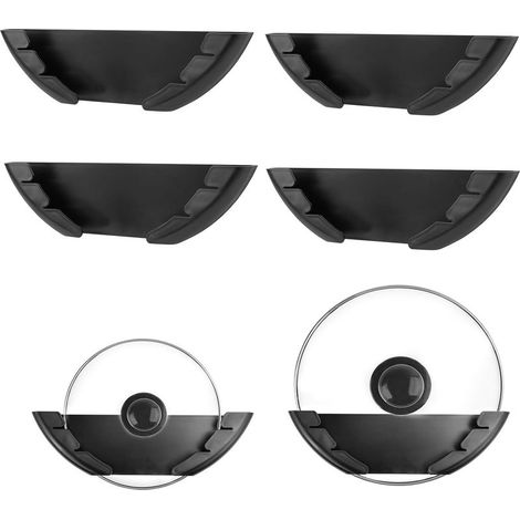 Set of 4 wall mounts for 15–32 cm pot lids – Self-adhesive – Plastic – For cabinet doors (1/5)