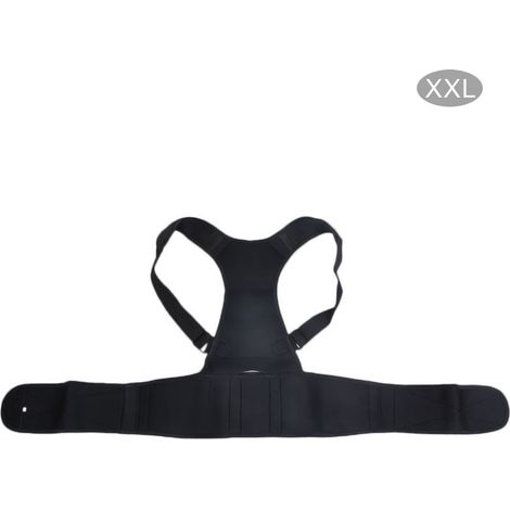 Correcteur de posture Homme Femme, ceinture dorsale de maintien épaules et dos, soutien lombaire réglable, noir, taille XXL, redressement du buste (1/5)