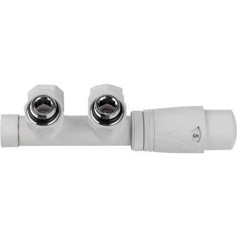 Válvula combinada universal Valx DUO blanca con conectores PEX de 3/4” x 16 mm