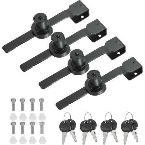4Pcs Verrou de vitrine coulissant en verre sans perçage noir (1/5)