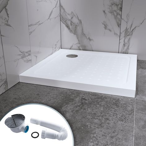 Saniverre – Receveur de douche 90 x 90 cm blanc – Acrylique haute qualité – Bonde et siphon inclus – Finitions antidérapantes – Hauteur 50 mm