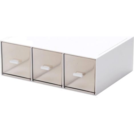 BEBUSINGOTO Organiseur de tiroir de bureau, tiroirs de rangement empilables, organisateurs de bureau en plastique blanc, idéal pour le bureau, l'école, la maison – Grand 3 tiroirs (blanc) (1/5)