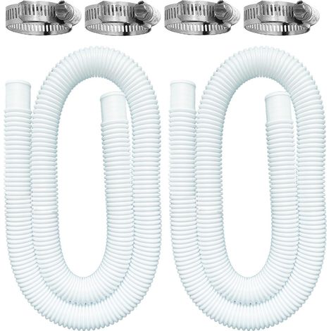 Tuyau pour piscine hors-sol (Lot de 2) — Tuyau pour pompe de filtration, compatible avec les pompes de filtration Intex modèles 607/637, inclut 4 colliers de serrage métalliques.