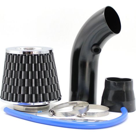 Kit Admission Direct Universel - Filtre a Air Sport Voiture Filtre Froid Diamètre 76mm Système D'admission D'air en Fibre de avec Tuyau(Carbone noir) (1/5)