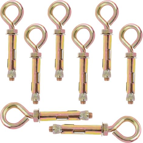 Lot de 8 vis M12 filetées pour mur de brique en béton Crochet d'ancrage fermé Boulons d'expansion robustes avec anneau à œillet Ancrage à manchon (1/5)