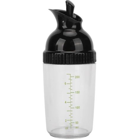Shaker à vinaigrette, bouteille doseuse en plastique transparent de 200 ml, noir (1/5)
