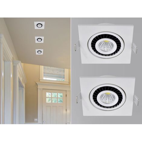 2er SET LED Einbaustrahler Weiß eckig mit schwenkbarem Spot - 8,5cm