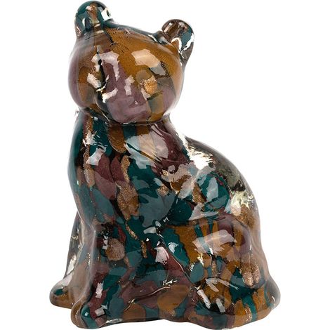 Chat décoratif verre multicolore 7x6x10cm (1/3)