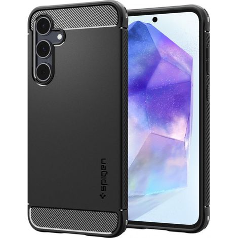 Coque Spigen Rugged Armor noire pour Samsung Galaxy A55