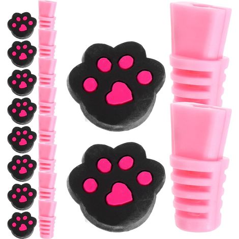Protection pour Câble USB Rose en PVC, Lot de 10, Design Pied Économiseur de Câble, Clips Usb, Protège les Cordons, Décor de Bureau, pour Ordinateurs et Téléphones (1/5)