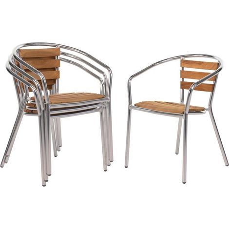 Fauteuils en frêne et aluminium 730 mm Bolero - Lot de 4 (1/5)