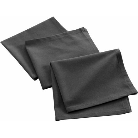 Lot de 3 Serviettes de Table "Mistral" 40x40cm Anthracite (1/2)