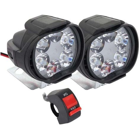 Phare Moto Feux Additionnels LED, 2Pcs Phares Avant Phares Supplémentaires pour Moto 12V Anti Brouillard Projecteur Spot avec Interrupteur pour Truck Moto Quad Scooter (1/4)