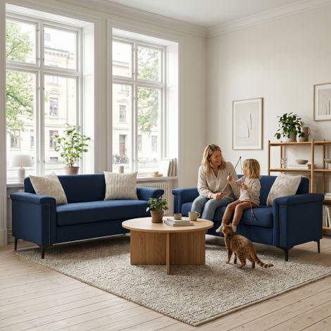 FX-P22EU-BU-2PCS-Modernes 2-Sitzer Stoffsofa-set (172 cm) – Weiche Polsterung, Robuster Aufbau, Platzsparend für Wohnung, Wohnzimmer oder Büro sofa-set