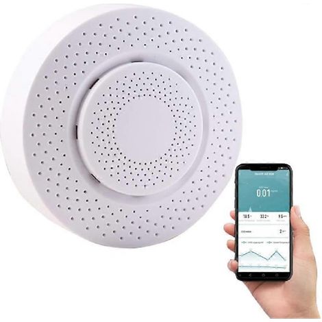 Boîtier intelligent de détection de l'air 5 en 1 : Test de formaldéhyde, COV et CO2 (1/5)