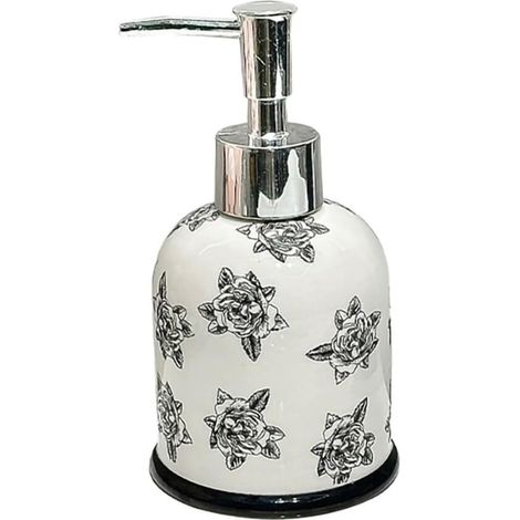Distributeur de savon vintage en céramique à motif floral et pompe-AquaForge (1/5)