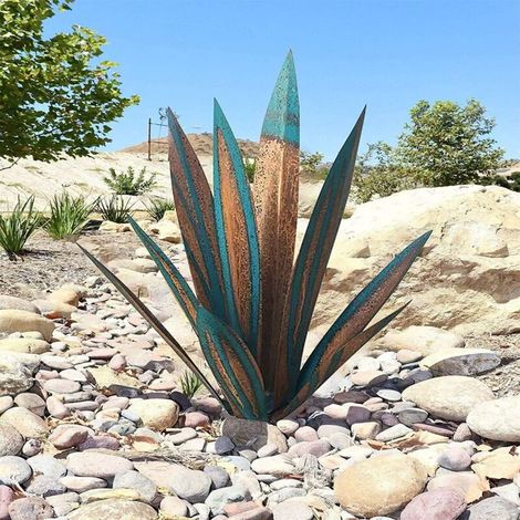 Scultura in metallo a forma di agave, decorazione rustica dipinta a mano, per interni/giardino (1/3)