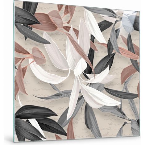 Lupia Quadro Botanico su Vetro 30x30 cm GLASS LEAVES MIX 2 da Parete (1/4)