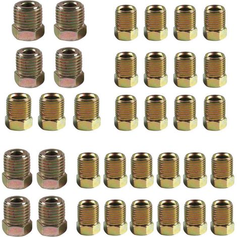 35 racores para líneas de freno, 3/8 de pulgada, 24 roscas, metal resistente, para aplicaciones en automóviles, camiones y motocicletas. (1/5)