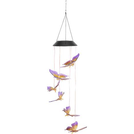 Lumière Solaire activée par lumière, lumières décoratives Pratiques accrochantes Rechargeables de Windbell LED, extérieur d'intérieur(Purple and Yellow Painting) (1/5)
