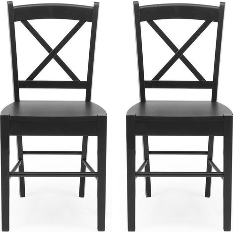 Pack de 2 sillas de comedor o cocina GOLF estructura de madera color blanco, negro o madera milán natural | NEGRO (1/5)