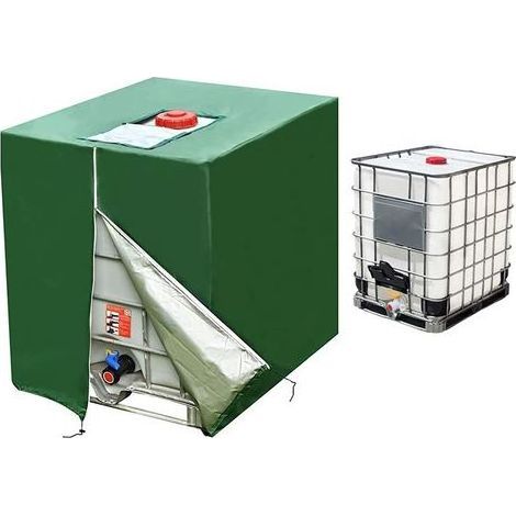 Bâche De Réservoir d'eau IBC 1000 L Couverture Container Citerne Eau Pluie avec Fermeture Éclair, Bâche De Protection Cuve IBC Coupe-Vent Anti-UV 210D Résistant À La Déchirure 120x100x116cm (1/5)
