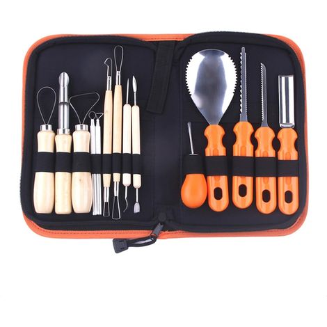 Kit de Sculpture Citrouille Halloween 15 Pièces, Couteau à Graver Fruits Professionnel Résistant, Ensemble Multifonction pour Découper Citrouilles et Autres Fruits (1/5)