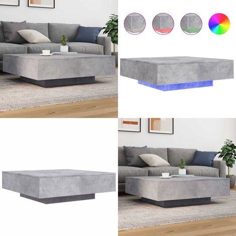Table basse avec lumières LED gris béton 100x100x31 cm - Table Basse Design - Table Basse Led - Table Basse Moderne - Meuble Salon - Table D'appoint - Home & Living (1/5)