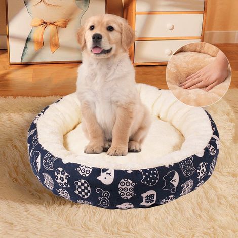 Panier rond pour chien - Collection Paniers pour animaux - Lavable - Confort quatre saisons - Fond antidérapant - Pour chiens de petite et moyenne taille - Convient également aux chats - Intérieur moe (1/5)