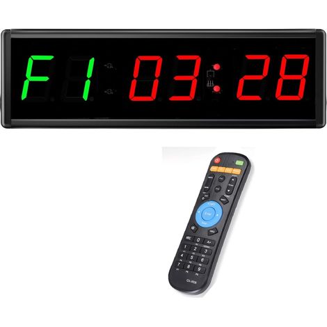 Grande horloge LED numérique surdimensionnée Minuterie de gymnastique de 2,3pouces, minuterie d'intervalle à LED, horloge murale à compte à rebours numérique, minuterie de remise en forme, chiffres de (1/5)