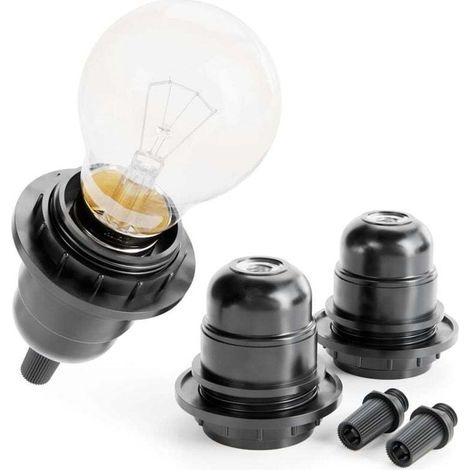 Ottimo. 3 portalampade E27 neri - Portalampada E27 250V 60W - Portalampada E27 a vite in plastica - Portalampada E27, portalampada da comodino, portalampada, portalampade E27 (1/4)
