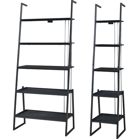Conjunto de 2 muebles con 2 estantes y escaleras de diferentes anchos color negro 030009362 (1/5)
