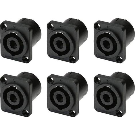 6 pcs 4 pôles connecteur de prise à montage sur panneau speakon,haut-parleur audio femelle à 4 broches ronde jack adaptateur de verrouillage par torsion pour nl4mp,nl4mpr,nl4fc,nl4fx,nlt4x (1/4)