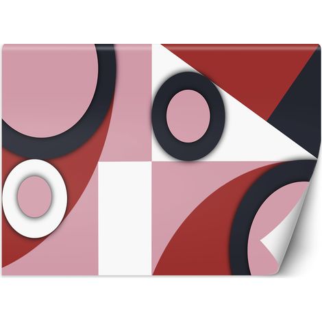 Fototapete Geometrische Abstrakt Rot Rosa Schwarz 100x70 cm (1/5)