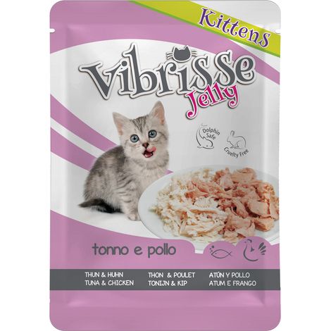 18 enveloppes de 70 g chacune: Vibrisse Kittens sachet Jelly thon et poulet 18 sachets de 70g chacun