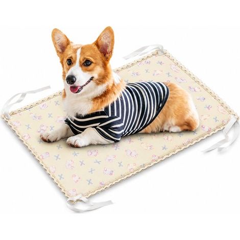Artículos para mascotas, 50x35 cm, Alfombrilla lavable para dormir en verano, Cojín antideslizante para cama de perro, Azul (1/5)
