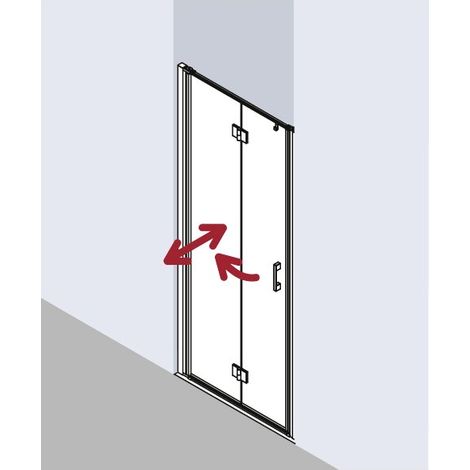 Kermi LIGA porte battante pliante 2SR 1050 x 2000mm argent ultra brillant verre trempé transparent (1/5)
