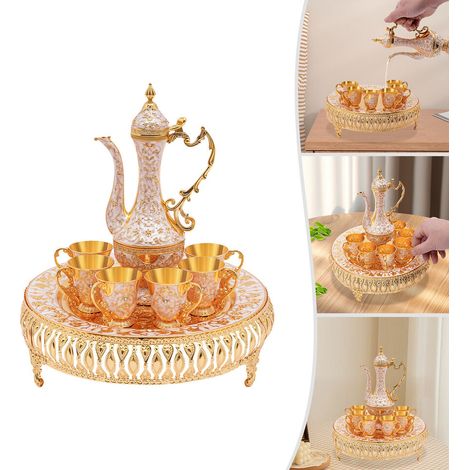 Ensemble de 8 pièces de vaisselle à thé vintage, comprenant 6 tasses à thé, en céramique raffinée, cadeau idéal. (1/5)