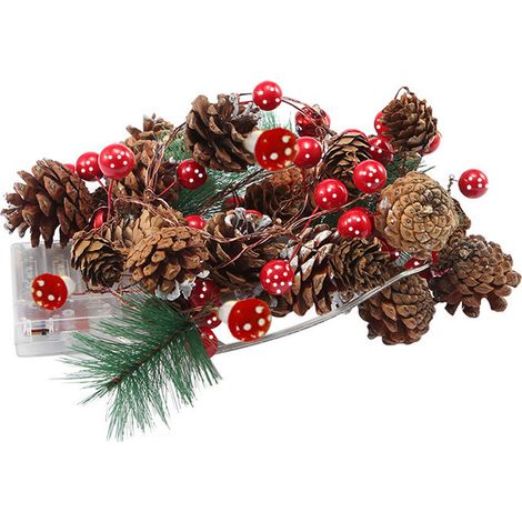adornos navideños, lámpara LED de cobre con piñas y agujas de pino para mesa de invierno y bodas. (1/5)