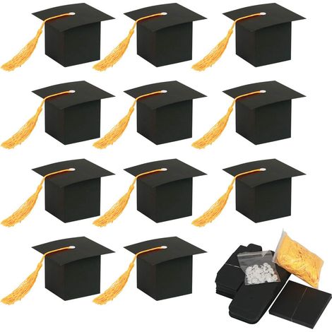 30 boîtes à bonbons kraft en forme de chapeau de remise de diplôme, pour la cérémonie de remise de diplôme, contenant des bonbons et des bijoux. (1/5)